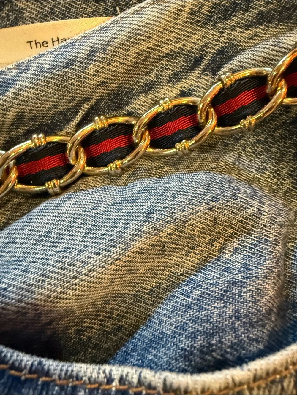 Gucci Leather and Red Chain-Link Waist Belt
